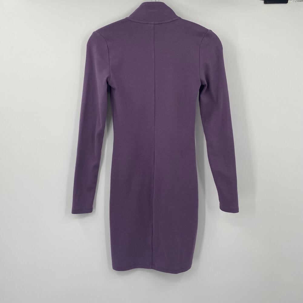 Aritzia Sunday Best Half Zip Mini Dress Long Sleeve Bodycon Violet Purple XXS - Picture 6 of 10
